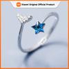 925 Sterling Silver Rings for Women Couple Minimalist Handmade BLue Star Ring Fine CZ Jewelry Birthday Gift Prevent Allergy