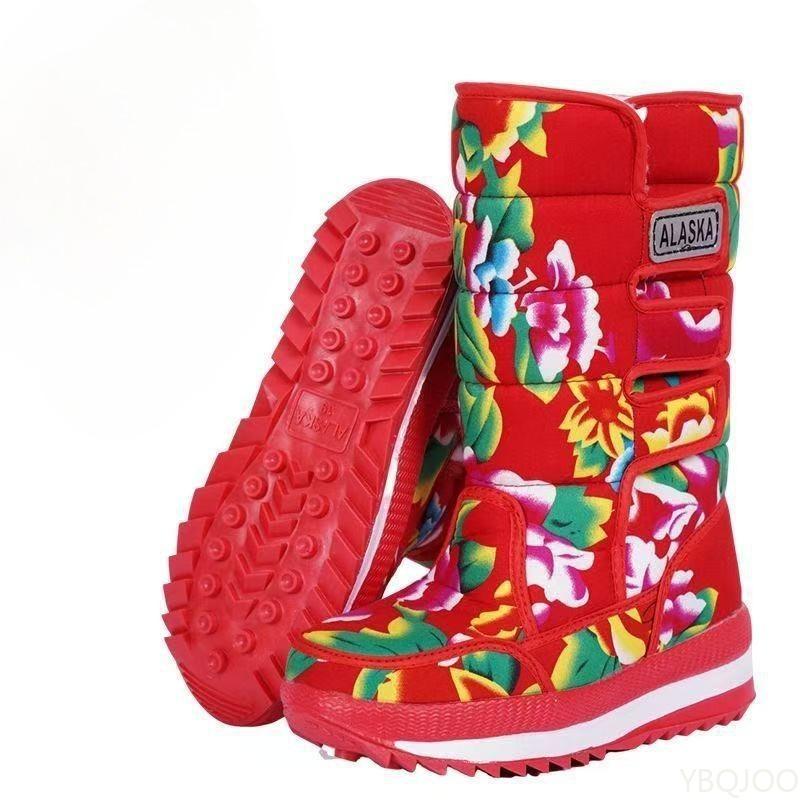 Winter New Thick Midsole Waterproof Anti Slip Cotton Shoes with Plush High Top Insulation Simple Comfortable Long Tube Boots