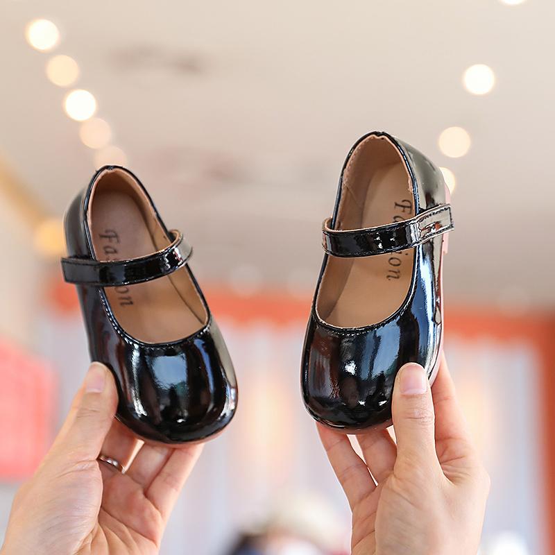 

Girl s Princess Shoes Patent Leather Pure Color Light Children Mary Janes Plain Round Toe Spring Daily Kids Flat Shoe 23-35 35