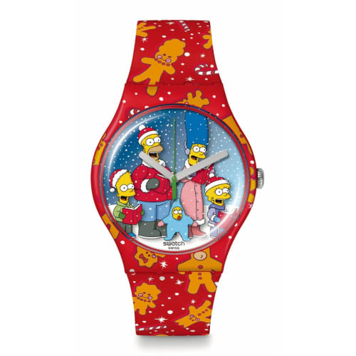 Swatch WONDROUS WINTER WONDERLAND SUOZ361 Watch, Red