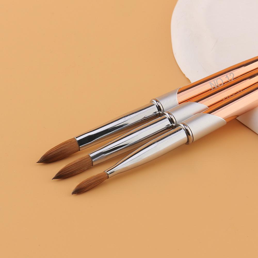 50% Mink Hair Nail Art Brush with Crystal and Metal Handle for Extensions and Carving
