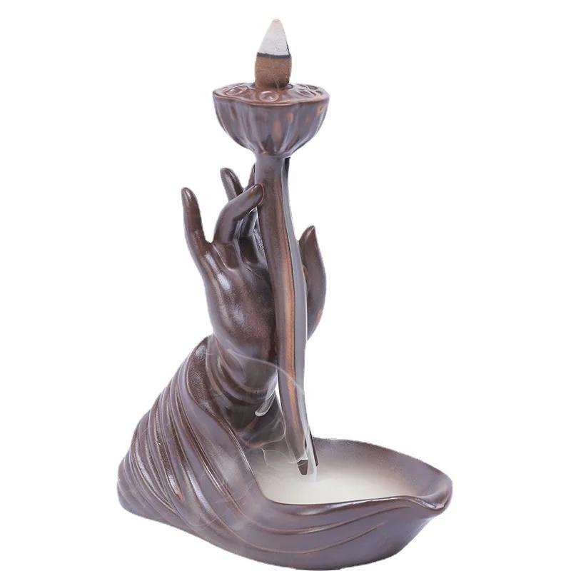 Zen Meditation Lotus Flower Waterfall Incense Burner Fit for Home Yoga Room and Office Decor Indoor Incense Fountain Home Decor