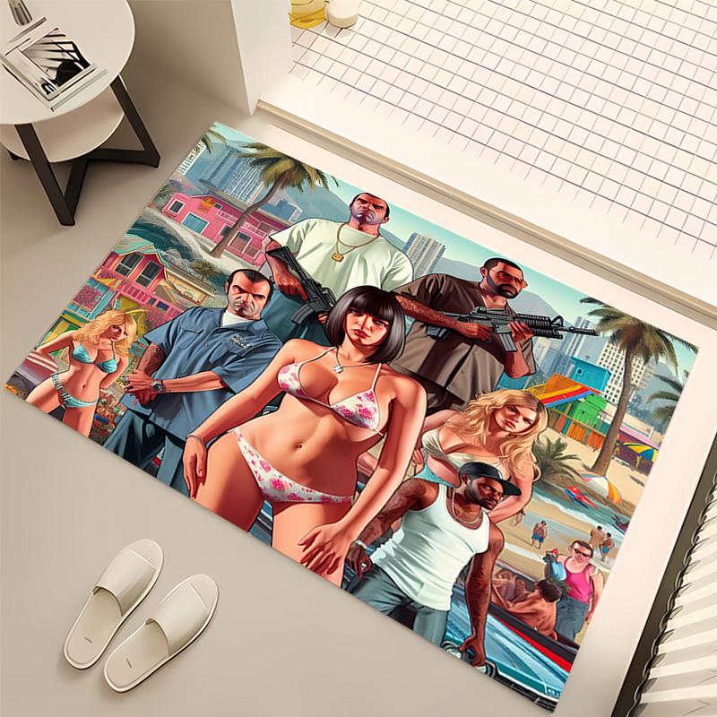1pc Game Grand Theft Auto Print Area Rug - Soft, Washable Non-Slip Indoor Mat, Living Room, Home Office Decorative Rug,Office Decorative