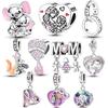 Copper Mother'S Day Love Heart Charms Beads Fit Original Bracelet Necklace Diy Bead For Women Jewerly Make Gift