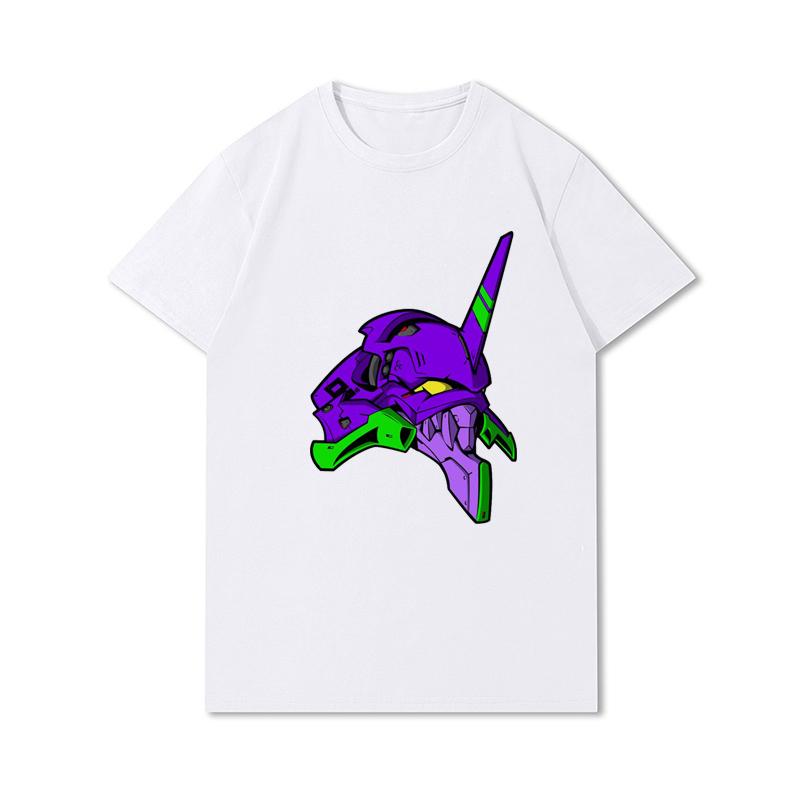 Pánská trička s potiskem Evangelion nadměrných velikostí Bavlněné topy Letní Anime Neformální Černá trička