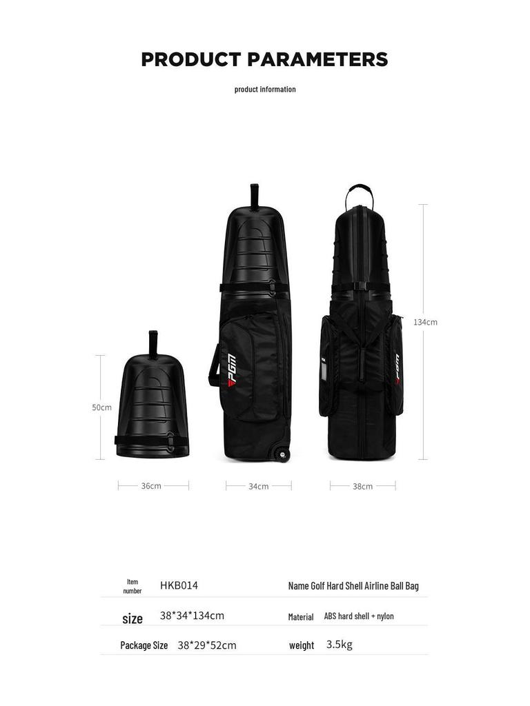 Borsa da Viaggio Rigida PGM Golf con Ruote - Unisex Anti-Collisione per Check-in in Aereo