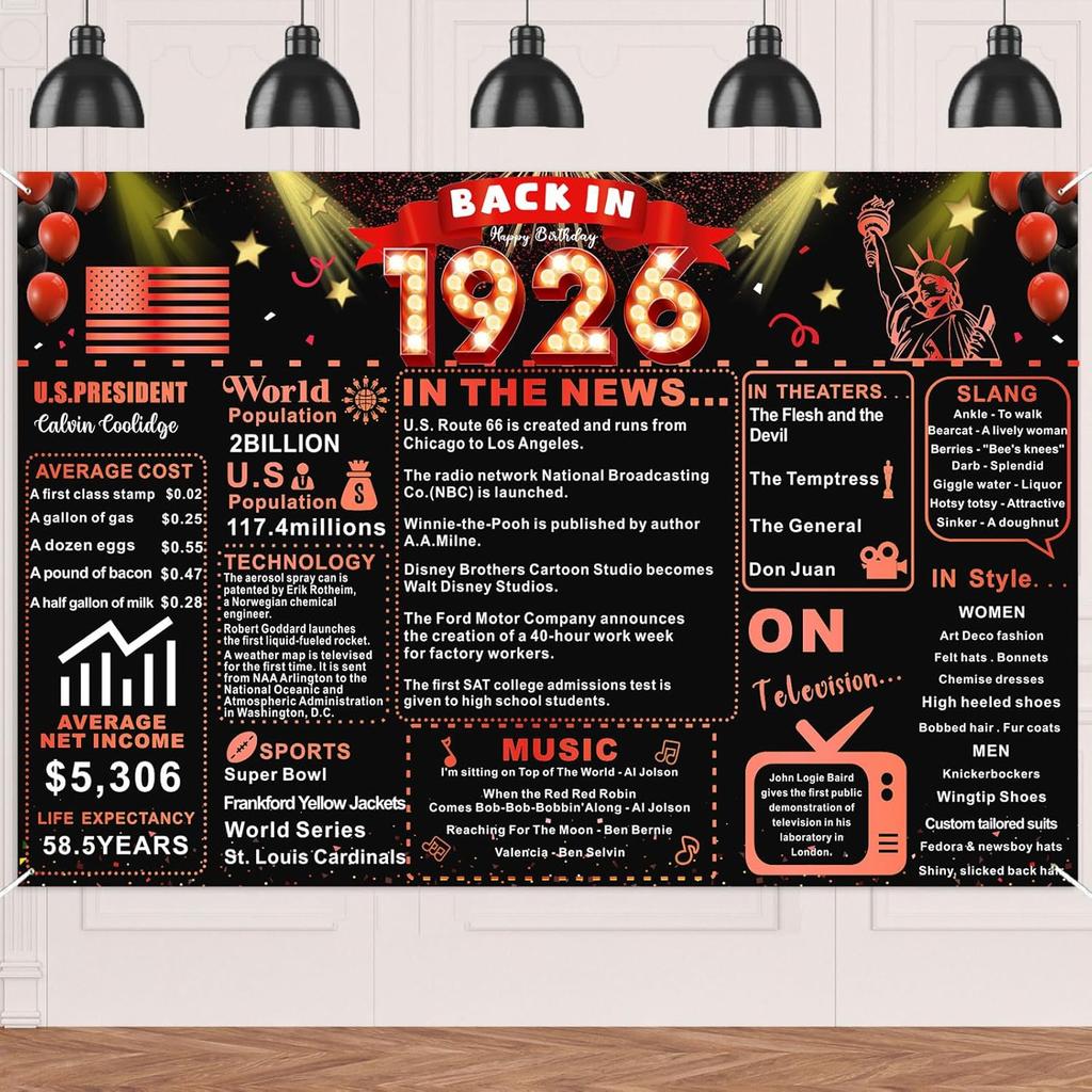 Back In 1976 Red and Black 50th Birthday Decorations Happy 50th Birthday Banner Vintage Birthday 50 Years Ago Backdrop Theme Decor 50th Gifts for Man