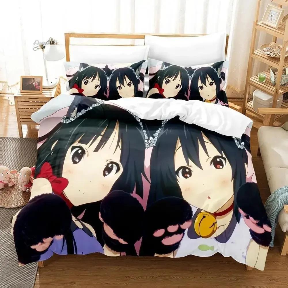 Kawaii K-ON! Bettwäsche-Set Einzelbett Twin Full Queen King Size Bettset Erwachsener Kind Schlafzimmer Bettbezug-Sets 3D-Druck Anime Bettlaken-Set