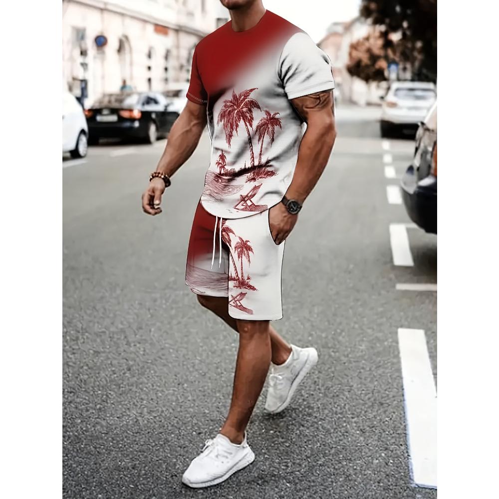 Herren Kurzarm-Shorts-Set Lässiger Mode-Sportanzug Einfache Bequeme Unisex Sportbekleidung