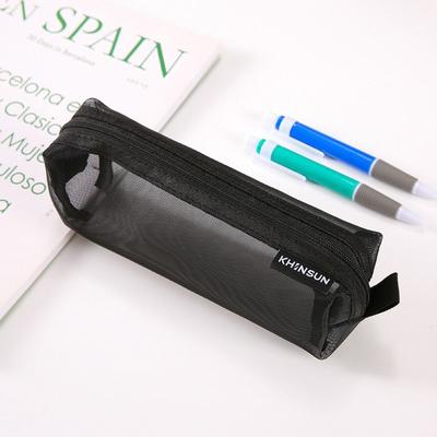 Portable Mesh Pen Bag Transparent Large Capacity Pencil Case Stationery Organizer School Office