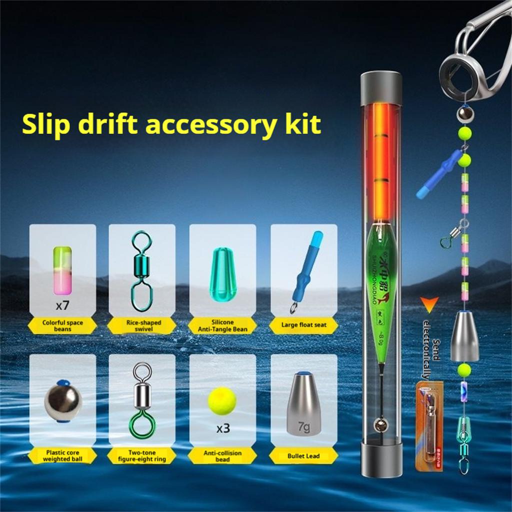 Electronic Auto Bottom Finding Fishing Float LED Color Changing Slip Bobber Set for Lure Rock Fishing Bite Indicator