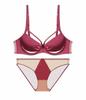 Popular Large Size Gathering Glossy Underwear Natal Year Red Steel Ring Bra Big Chest Small Bra