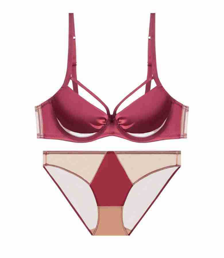 Popular Large Size Gathering Glossy Underwear Natal Year Red Steel Ring Bra Big Chest Small Bra