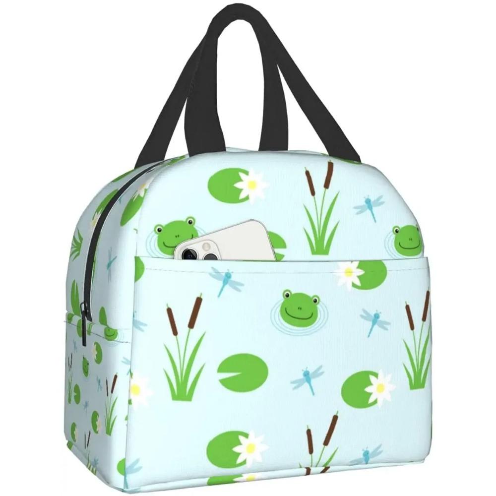 Zabawna Urocza Żaba Zwierzę Torba na Lunch Podróżne Pudełko Praca Bento Termiczna Wielokrotnego Użytku Torba Piknikowa Pudełka Izolowane Torby na Zakupy dla Kobiet Mężczyzn