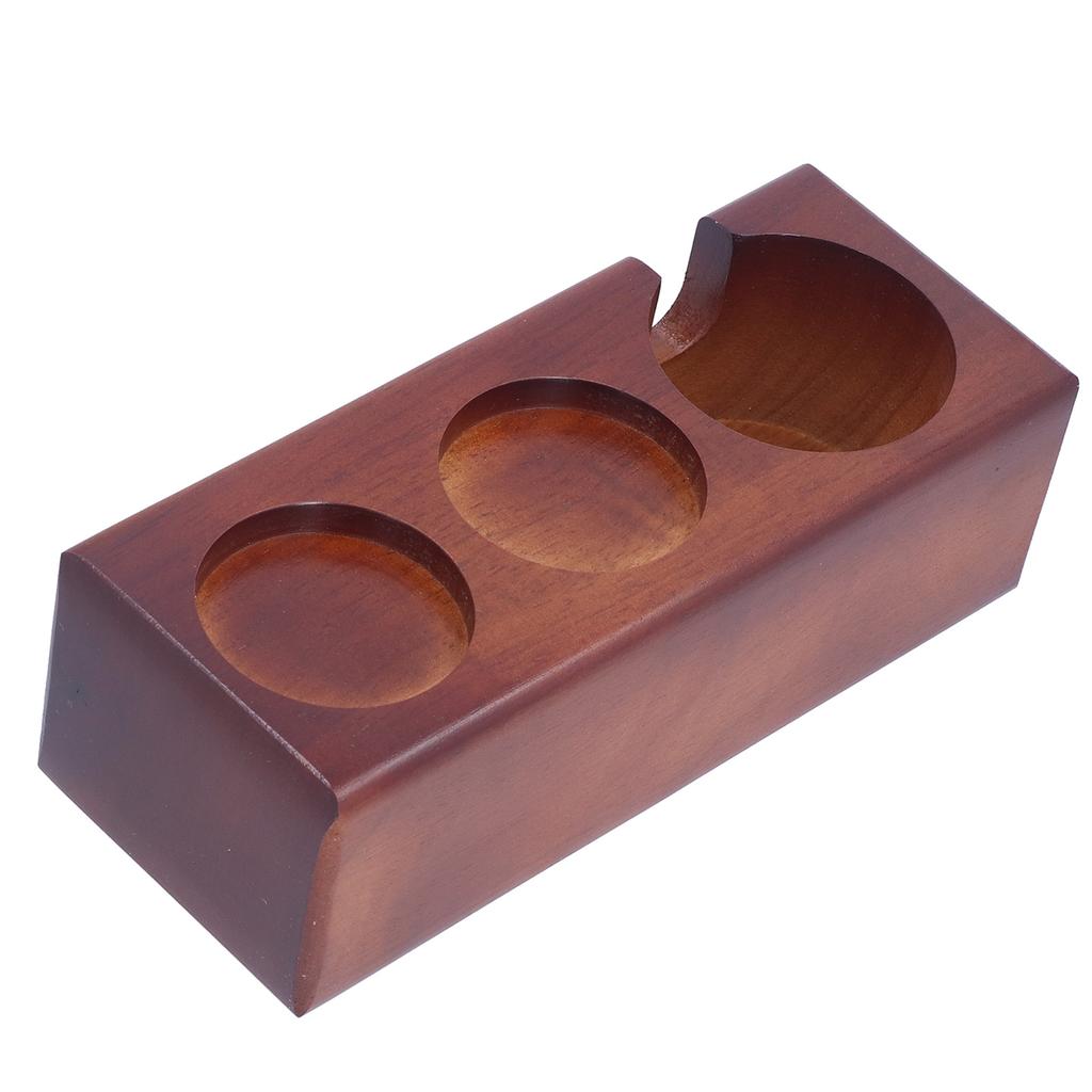 3‑Slots Wood Coffee Tamper Holder Portafilter Storage Stand Tamping Station Coffee Color