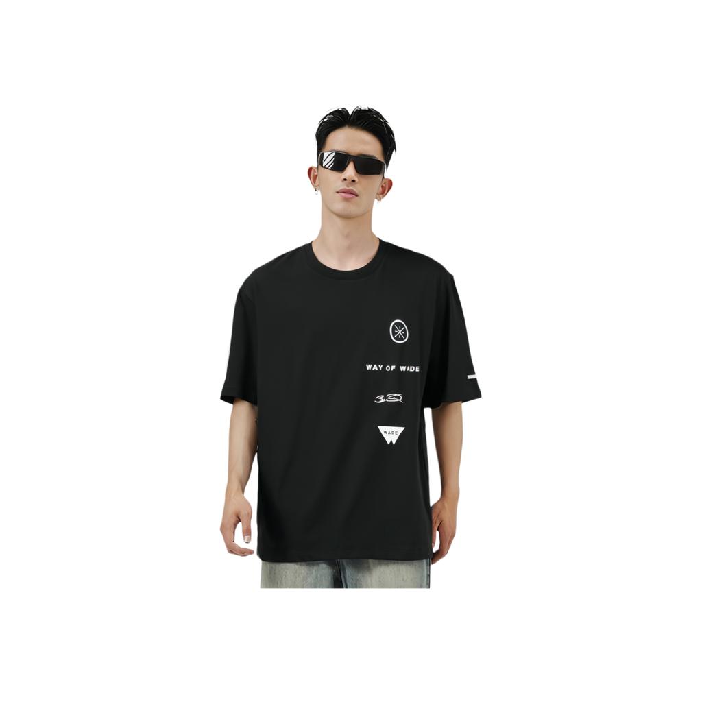Li-Ning T-shirt à Manches Courtes Anti-Humidité à Séchage Rapide avec Imprimé Logo Homme Hauts Noir ATST237-1