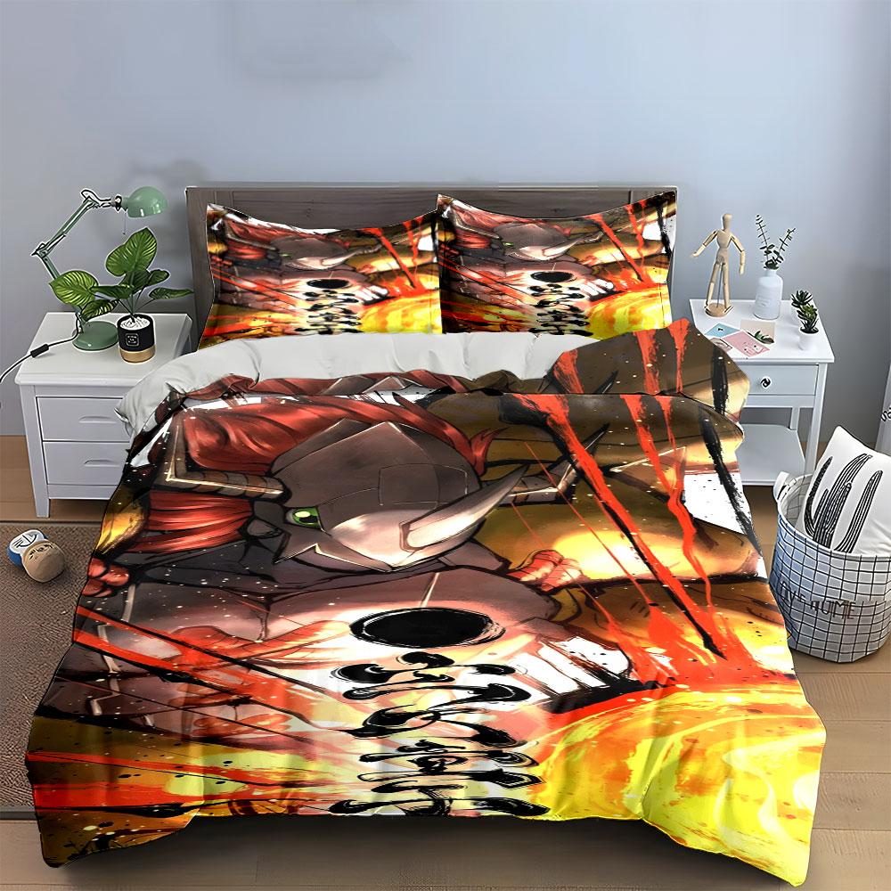 Armored character with flames. Bedding sets Duvet cover sets Duvet covers Pillowcases(1 * Duvet Cover 2 * Pillowcases without duvet insert)