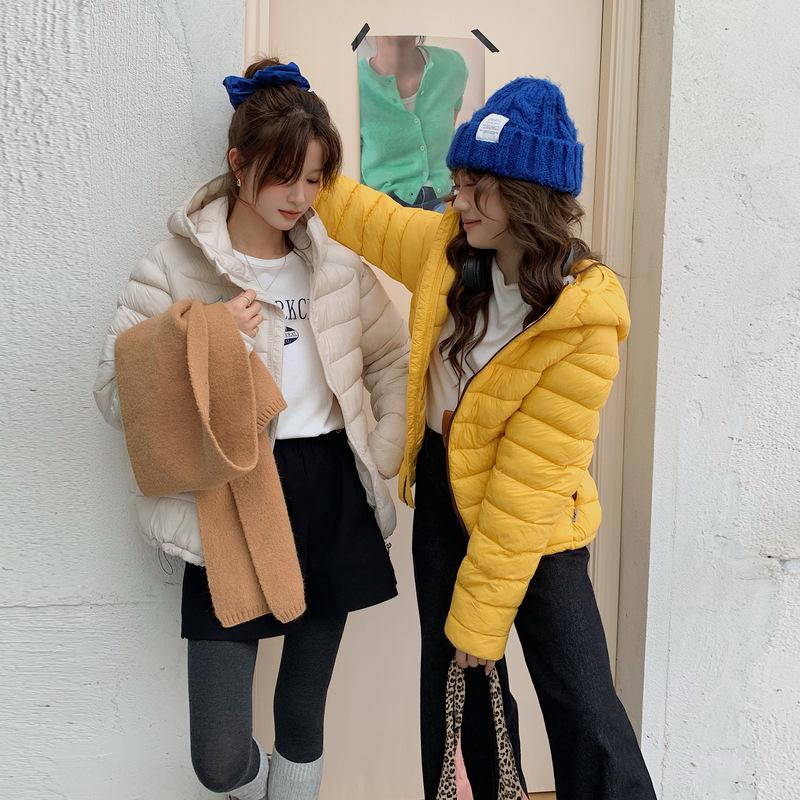 Women's new solid color hooded cold windproof lightweight thickened fluffy warm loose high-quality fabric casual sports cotton clothing