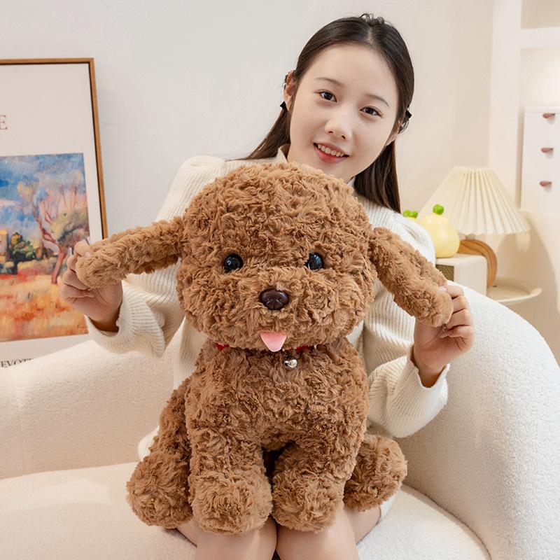 253545Cm Bell Teddy Dog Doll Long Plush Puppy Toy Brown Beige Cartoon Cute Animal Tongue Out Plushie Birthday Gift