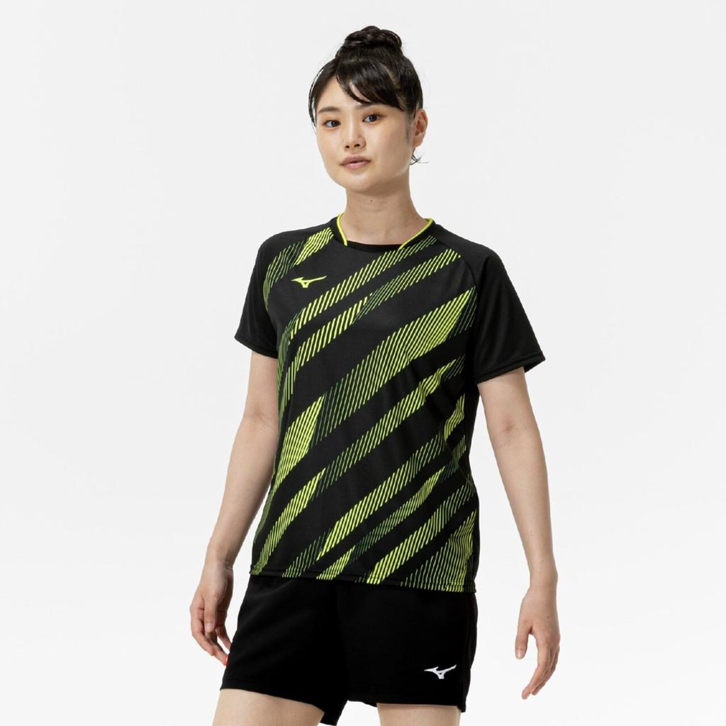 Table Tennis Game Short JTTA Size M Shirt, Sleeve, Certified, Moisture-Wicking, Quick-Drying, Women's, 82JAC214, Black/Yellow,
