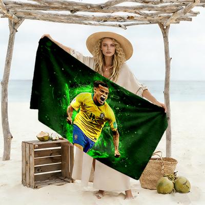 Brazilian Football Star Beach Towel Quick-Dry Soft Microfiber Comfortable Lightweight