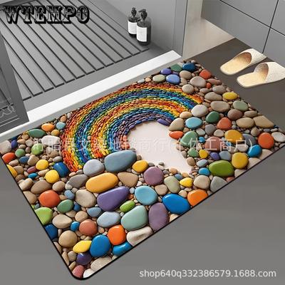 3D Kiesel Teppich Bodenmatte Haushalt Badezimmer und Toilette Saugfähig Rutschfest Schnelltrocknend Fußmatte