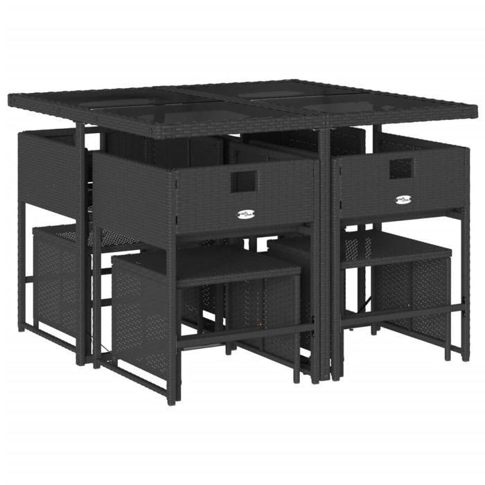 VidaXL Ensemble à Manger de Jardin avec Coussins 9 pcs, Table et Chaises à Dossier Rabattable, Meubles d'Extérieur Patio 3211315