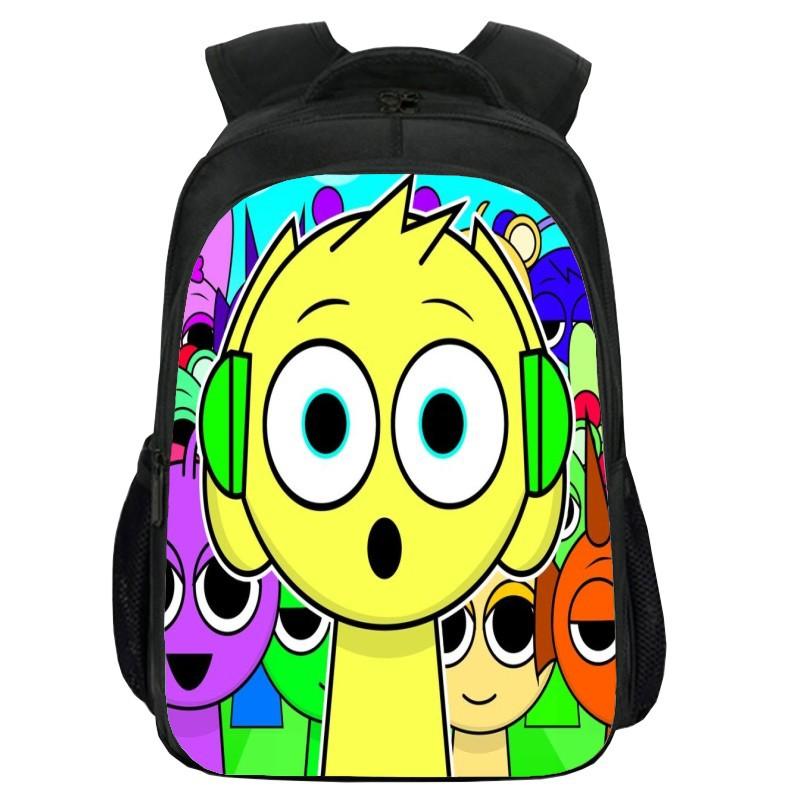 Printed Rhythm Box Sprunki Double-Layer Schoolbag, Cartoon Diy Student Computer Backpack, Backpack For Men