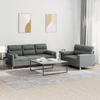 2 Piece Sofa Set with Cushions Dark Grey Fabric