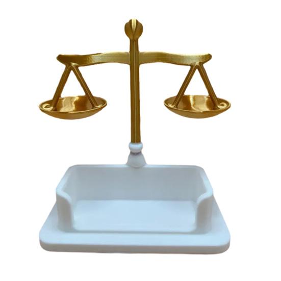 Suport Cărți de Vizită Balanța Justiției Suport Card Practic Decorativ Organizator de Birou pentru Cabinet Avocatură & Uz Profesional