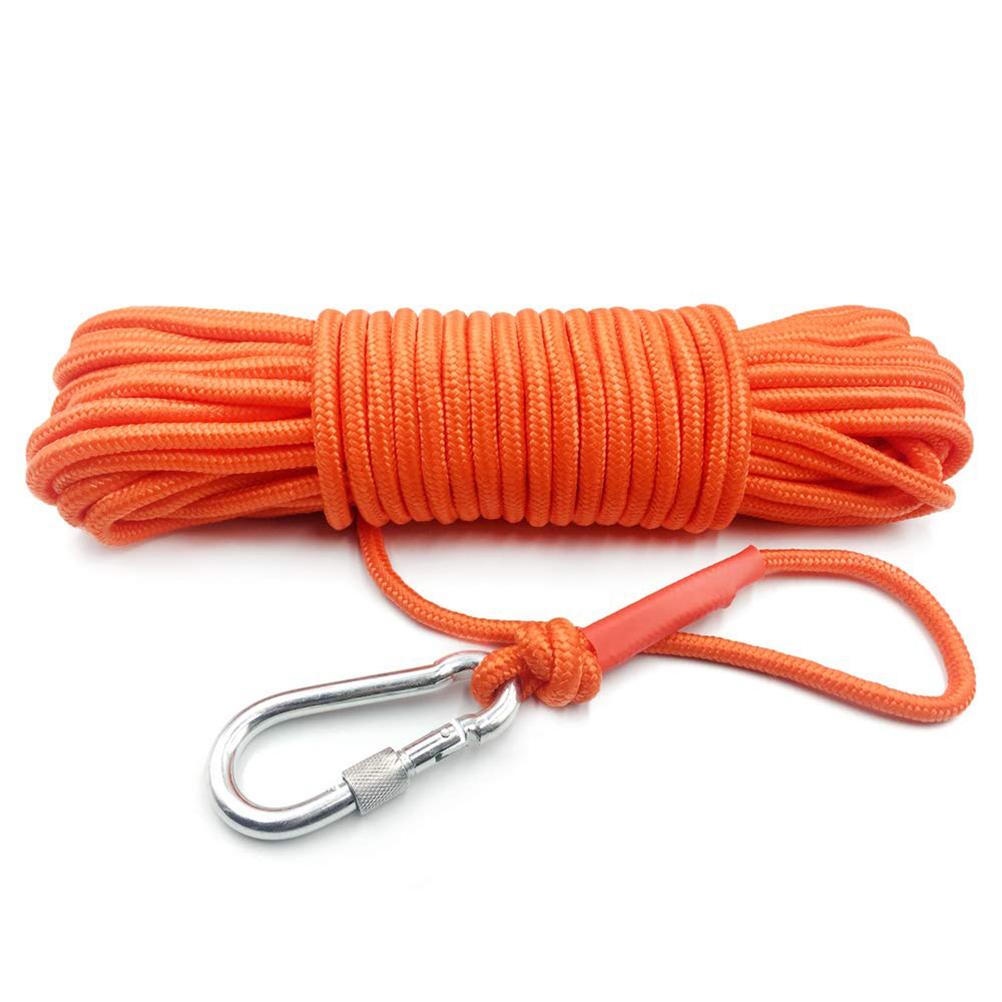 10m Fishing Magnet Rope Heavy Rope with Carabiner Nylon High Strength Cord Safety Rope