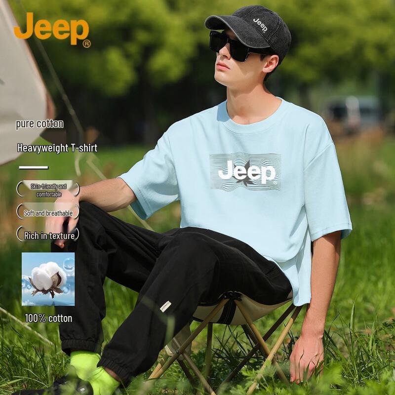 

JEEP Men s Pure Cotton Breathable Short Sleeve T-Shirt M