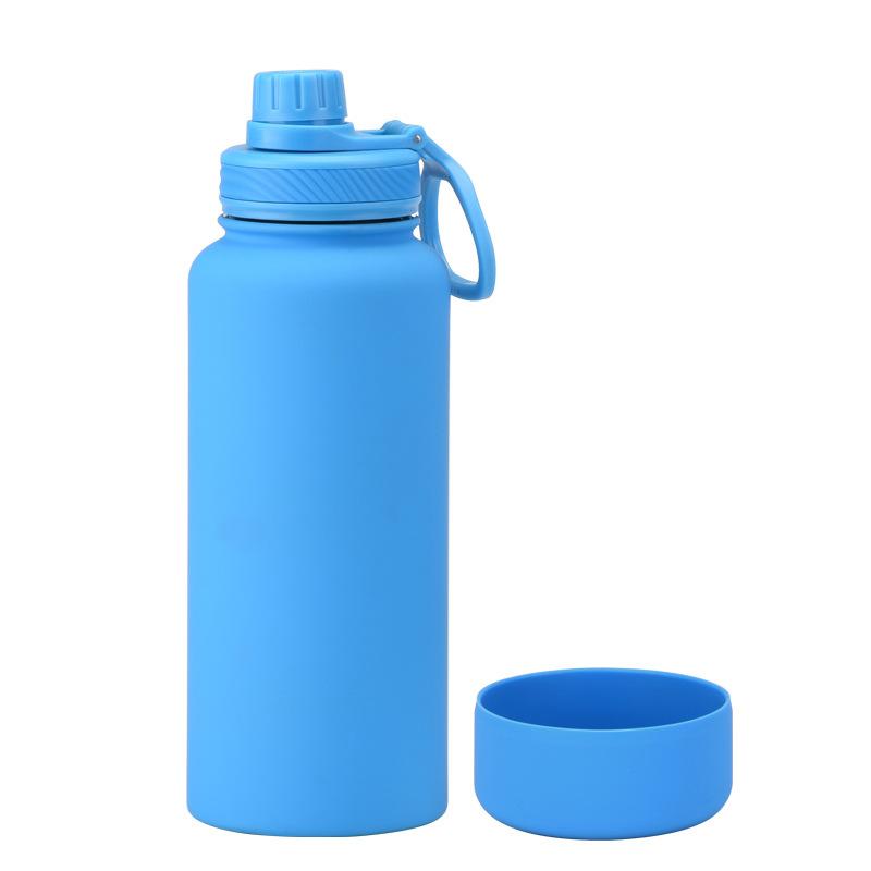 1L Large-Capacity Thermos Cup With Non-Slip Bottom, Portable Outdoor Sports Kettle, Frosted Water Cup