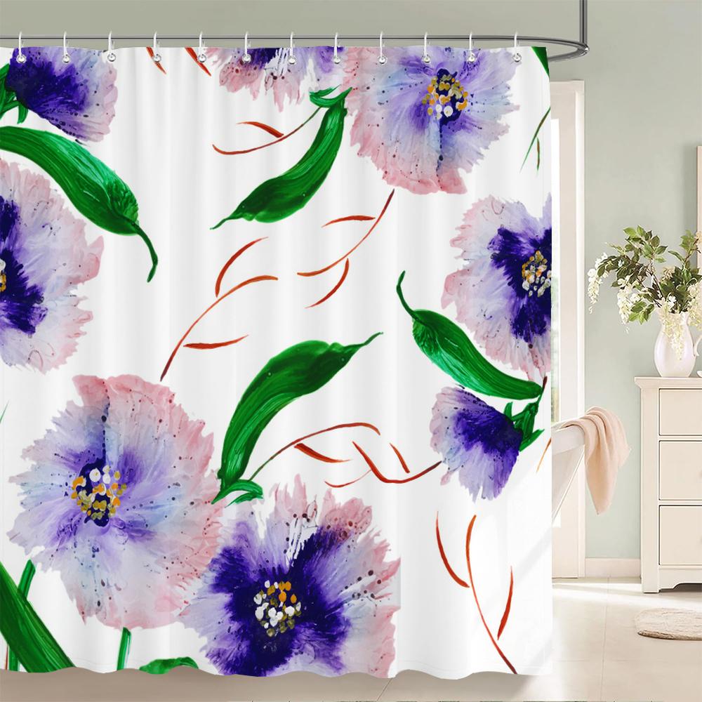 Colorful Flowers, Birds, Plants Shower Curtains Waterproof Bathroom  Curtains 3d Printing Polyester Cloth 180X200CM Bath Screen