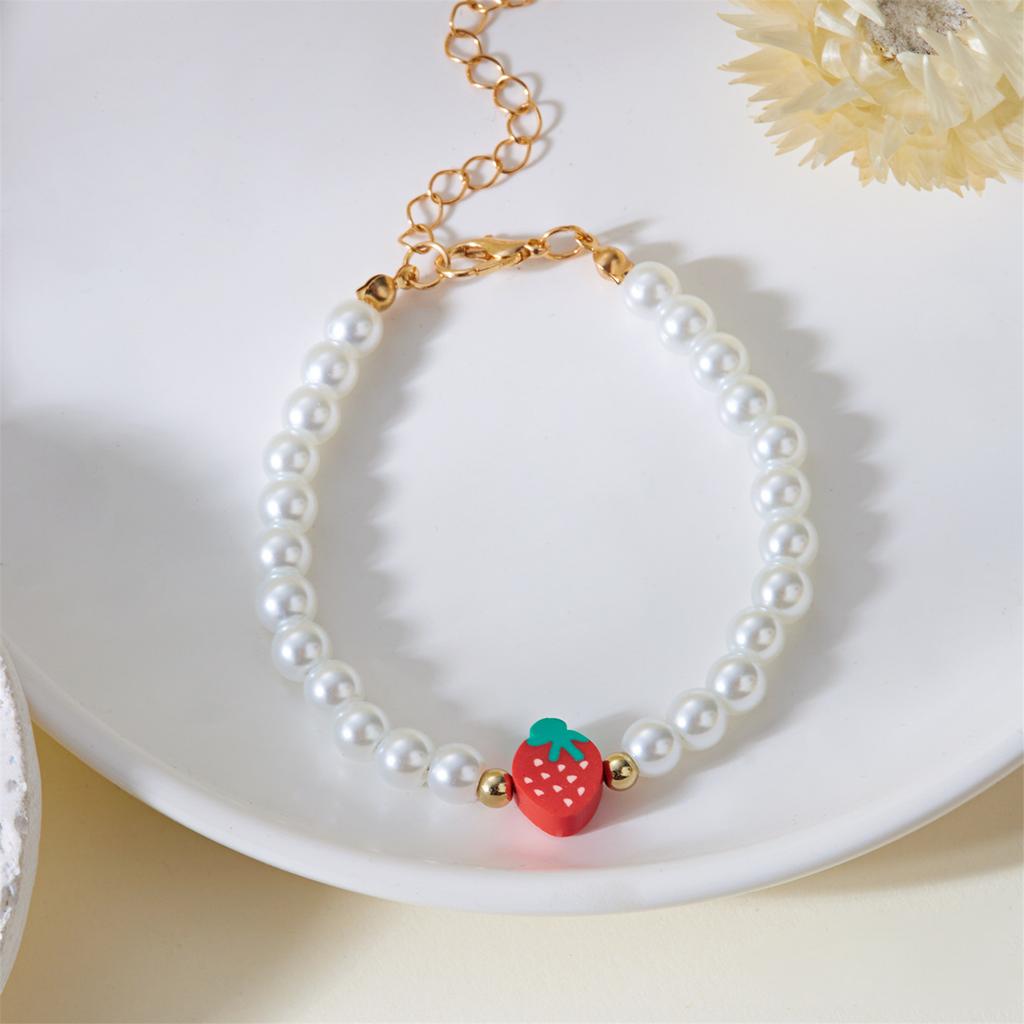 Elegant Strawberry Beaded Necklaces Jewelry Simple Design Bracelet Adornment Adds Sweet Charm For Various Styles