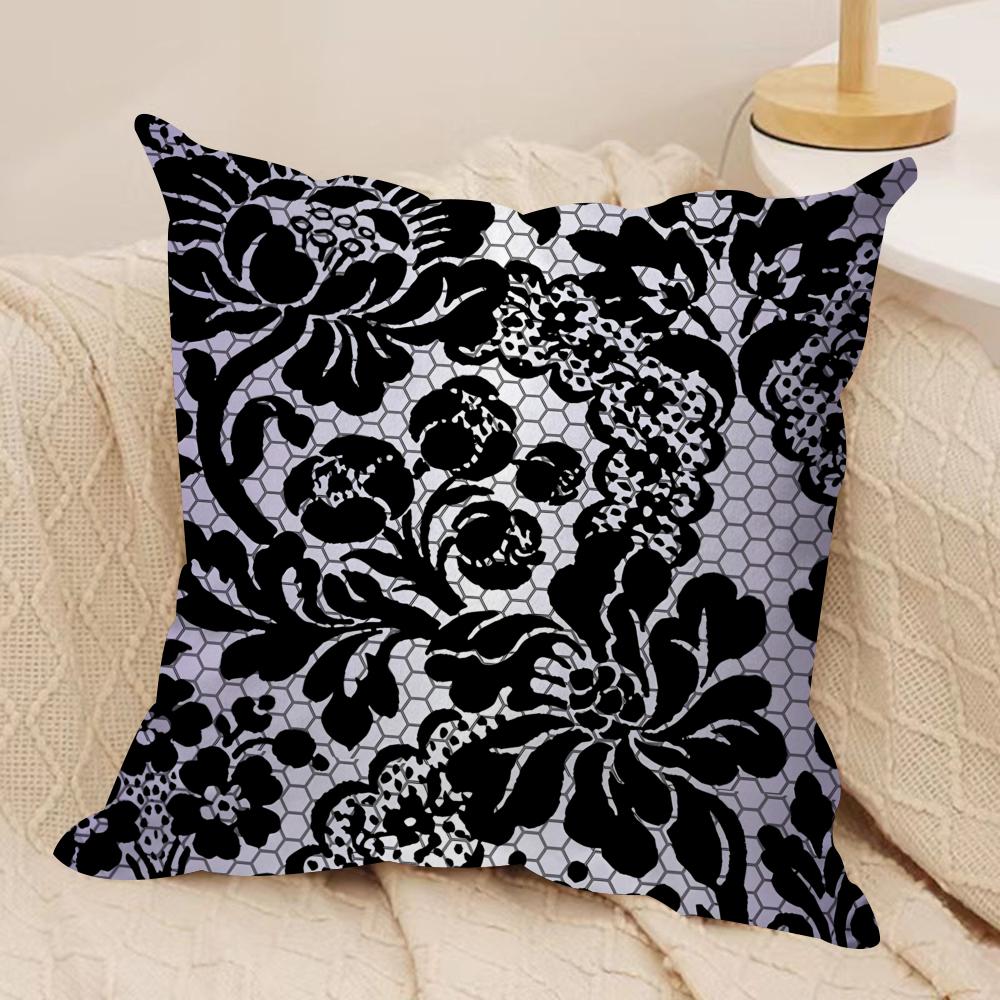 Lace Flower Cushion Cover Soft Plush Fabric DoubleSided Printed Cushion Covers for All Seasons Modern Home Decor