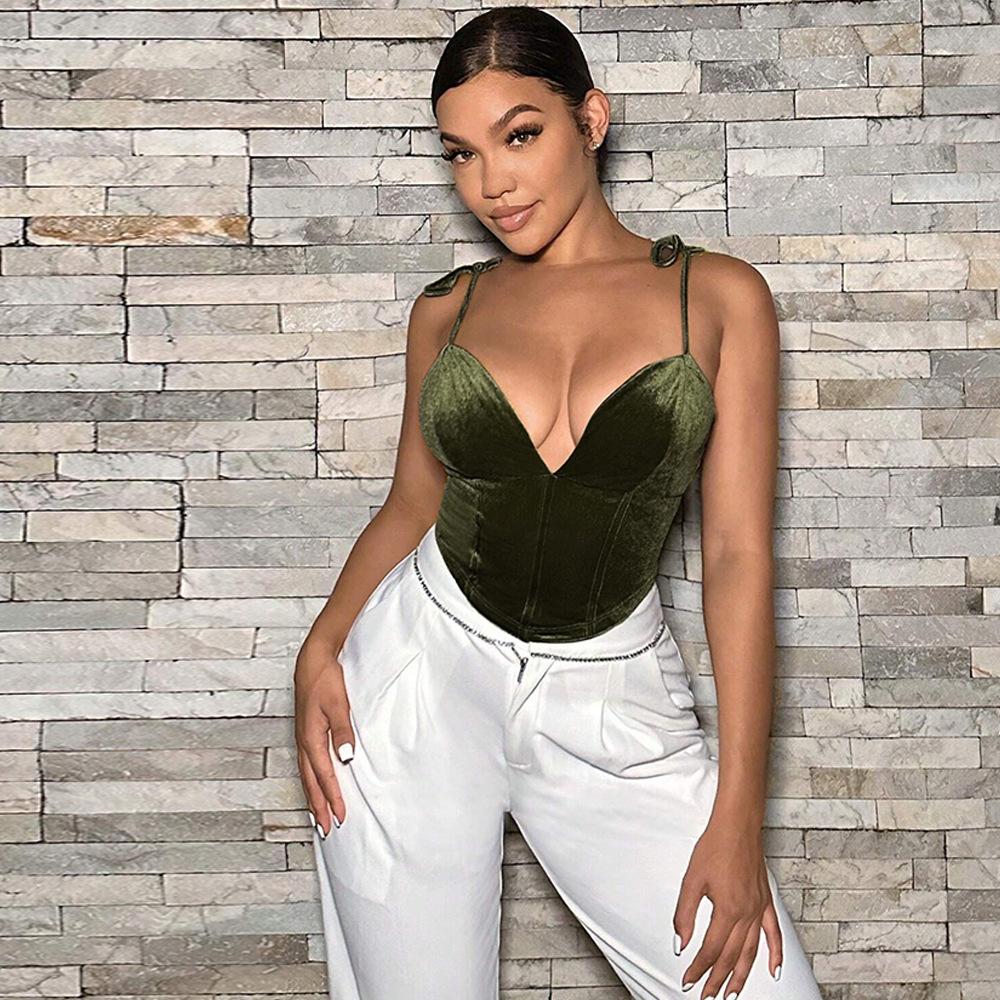 Beauty Outfit Ins Sexy V-neck Slim Asymmetric Velvet Camisole Vest