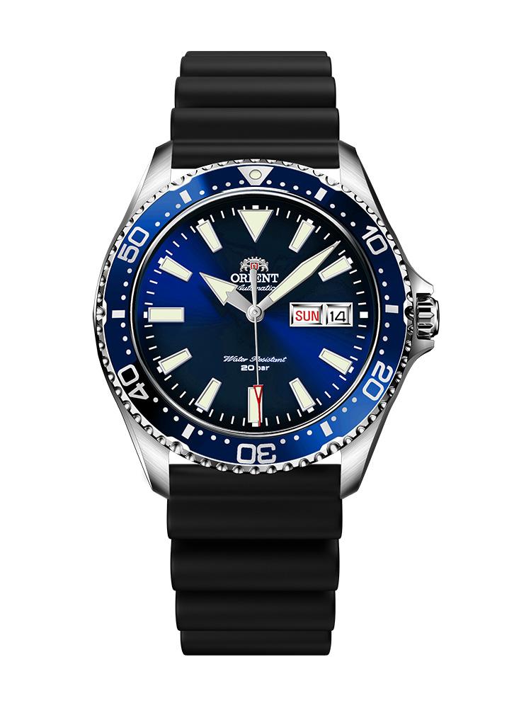 

Automatic mechanical men s watch with night glow and water resistance up to 200 meters silver case with blue accents mechanical movement RA-AA0006L19B