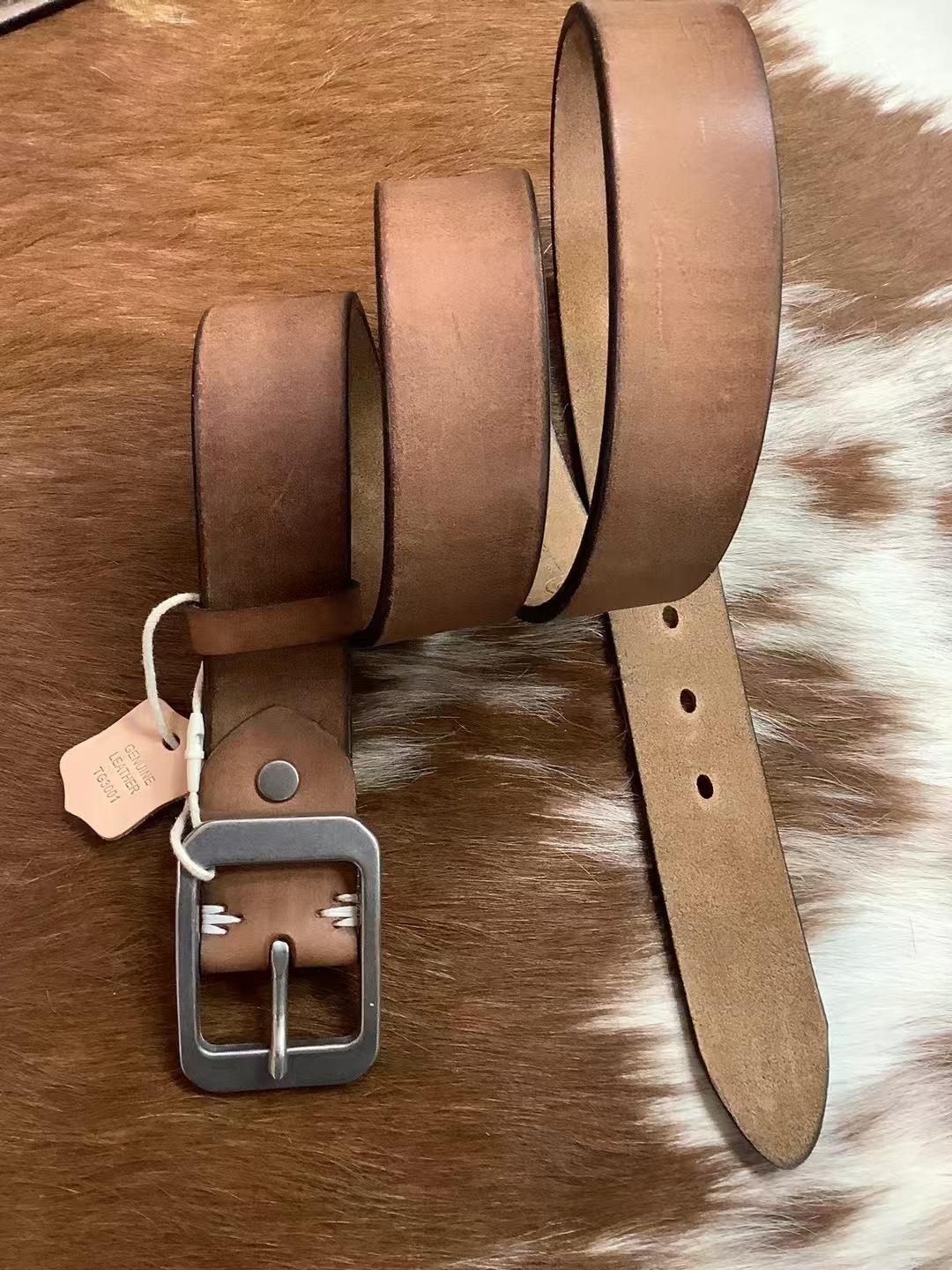 

Утолщенная кожаная пряжка с пряжкой из коровьей кожи первого слоя, стальная пряжка, цветной ремень, мужской ретро-универсальный джинсовый ремень 130cm