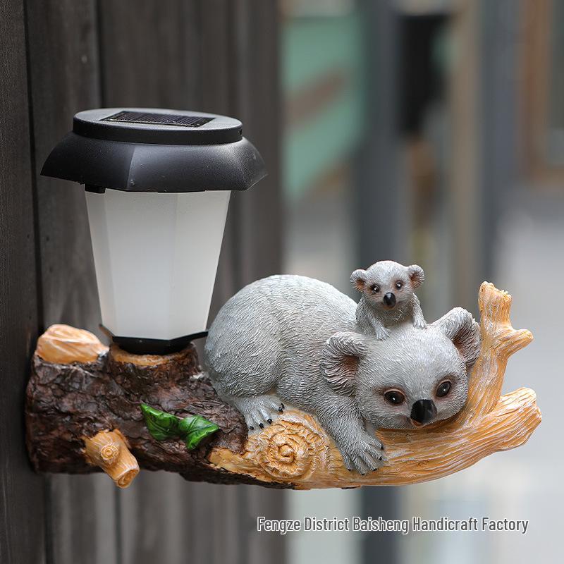 Solar LED Courtyard Lights: Tree Hanging Koala, Owl, and Parrot Garden Ornaments