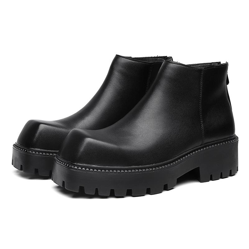 Herren Casual Chelsea Boots Designer Schuhe mit eckiger Spitze Schwarz Stilvoll Original Lederstiefel Business Büro Knöchel Botas Männlich