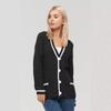 women's Knitted cardigan sweater autumn winter versatile V-neck pocket color matching knitted long-sleeved sweaters jacket women