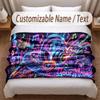 Music DJ Theme Soft Blanket Personalized Custom Name Text Print Warm Blanket Home Sofa Bedroom Decor