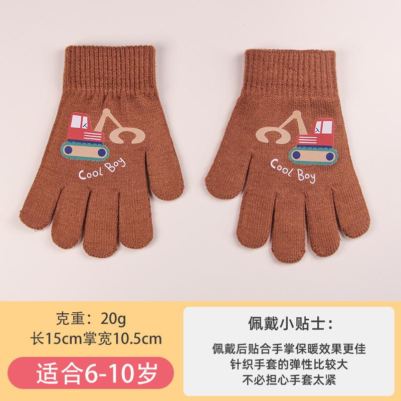 Children's winter boys gloves warm and cold five-finger girls knitted girls cute cartoon knitted wool