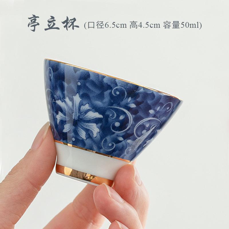 50ml Retro Blue and White Teacup Meditation Cup Handmade Boutique Tea Bowl Chinese Porcelain Tea Set Accessories Master Tea Cup