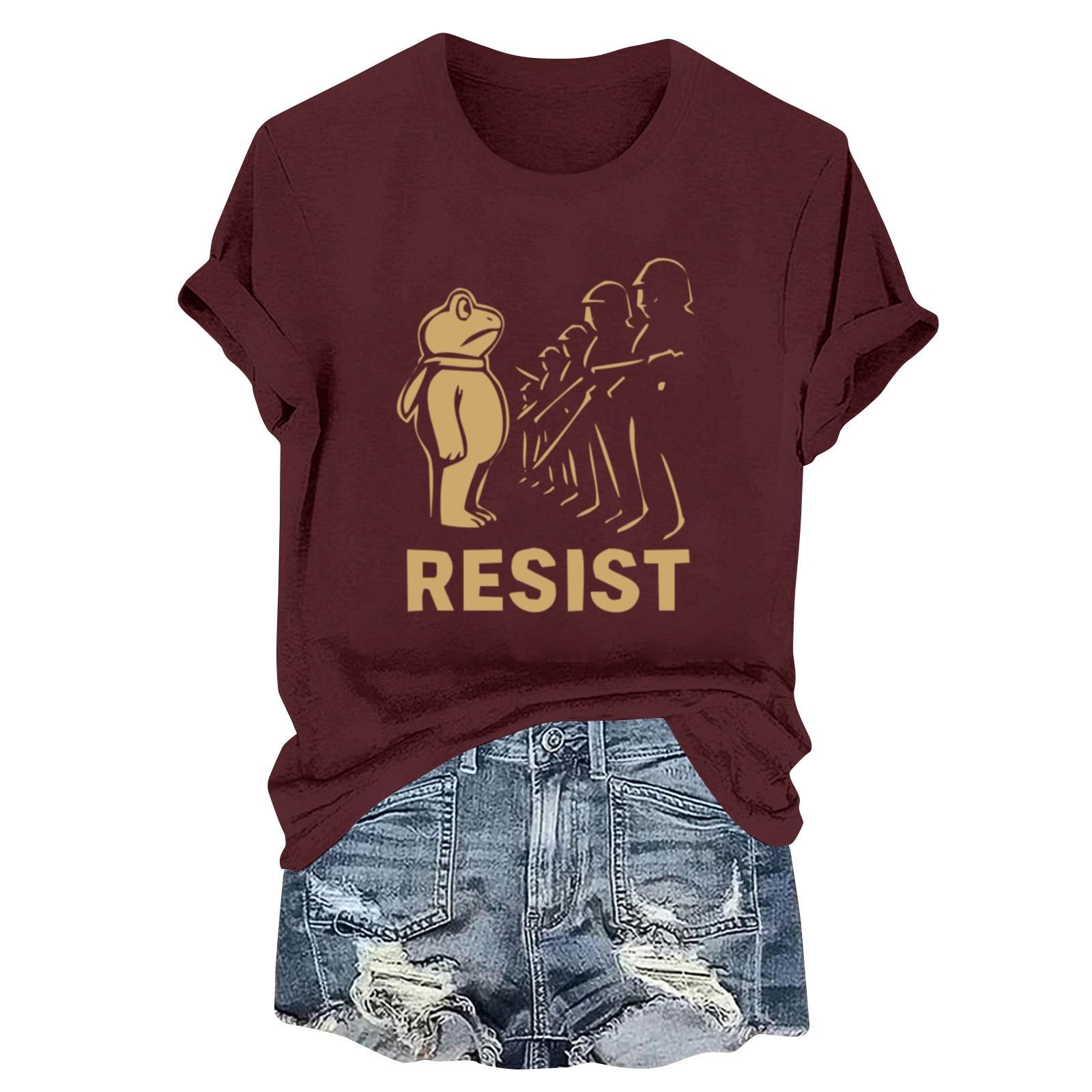 

Women s Fashion Casual Printed Round Neck Short Sleeved Pullover T-Shirt Top S винний