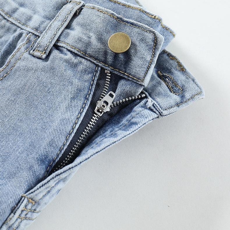 Classic and Minimalist Fashion Versatile Broken Holes Female Summer High Waist Thin Thin Section Loose A-line Denim Shorts Individuality Trendiness