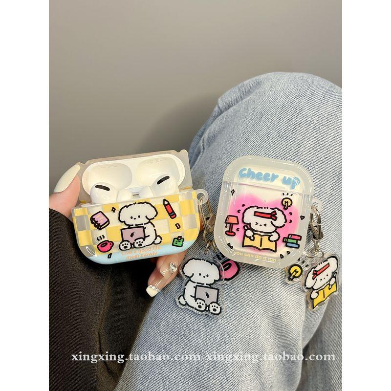 INS Cute Cartoon Hard Puppy for Apple Bluetooth Wireless Earphone Case AirPods Pro Protective Case 2 Generation 3 Generation Shell
