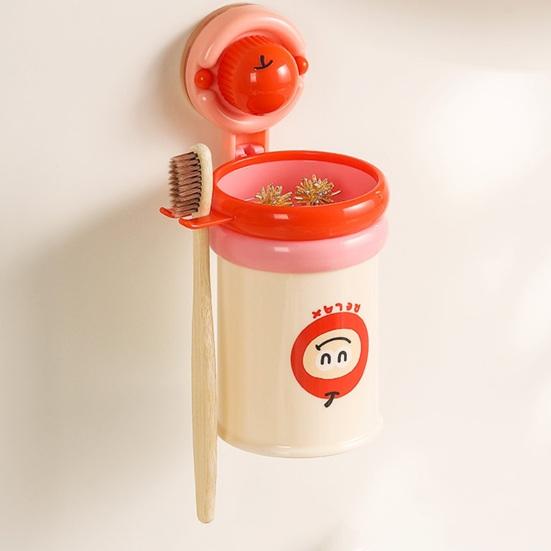 Suction Cup Toothbrush Holder Wall-Mounted No-Drill Cup Holder Magnetic Self-Adhesive Multi-Functional Bathroom Organizer for Toothbrushes Toothpaste
