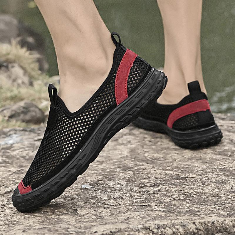 Spring Mesh Casual Shoes Massage Sole Breathable Comfortable Men's Outdoor Hiking Shoes Versatile Camping Beach Shoes Men's